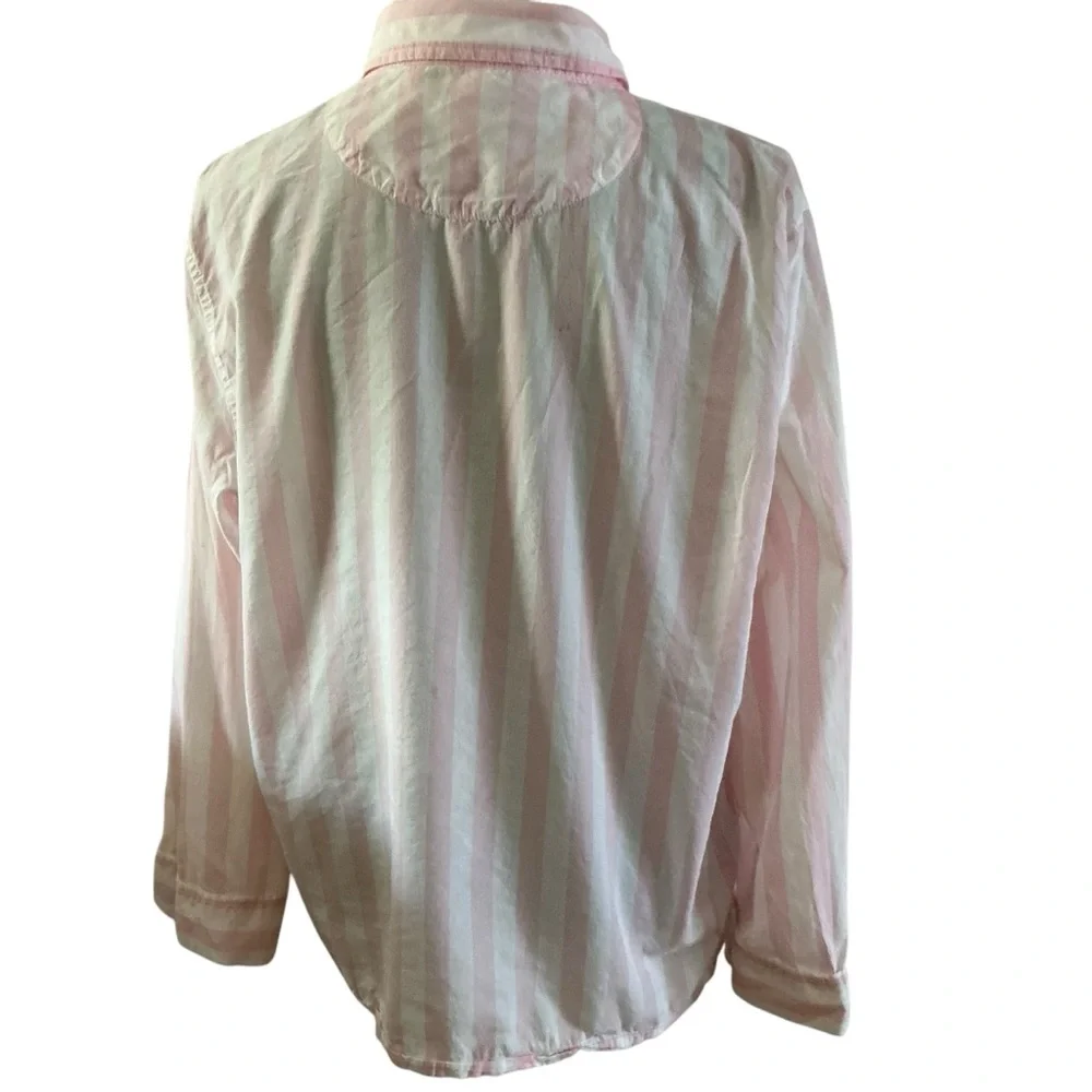 Victoria’s Secret button down iconic striped pj dress long sleeve size large